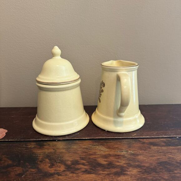 Pfaltzgraff Village pattern cream brown Sugar & creamer set - Picture 4 of 11